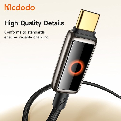 Mcdodo 100W USB-C Auto Power Off Cable Charging Cable Light Display Nylon - 第 2/13 張圖片