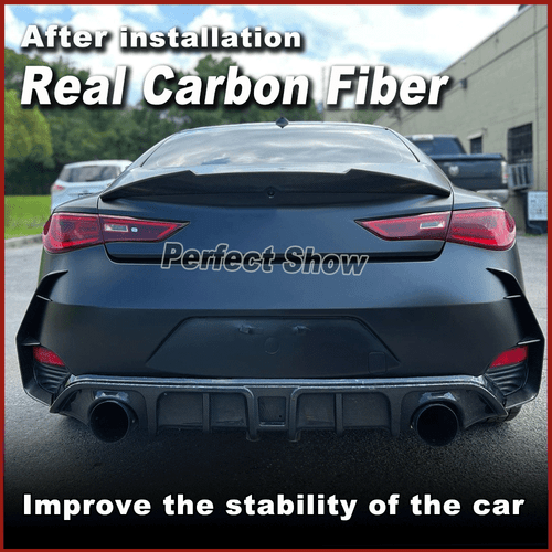 For Infiniti Q60 2016-22 Real Carbon Rear Bumper Side Vent C Blade Trim Canards - Picture 2 of 11