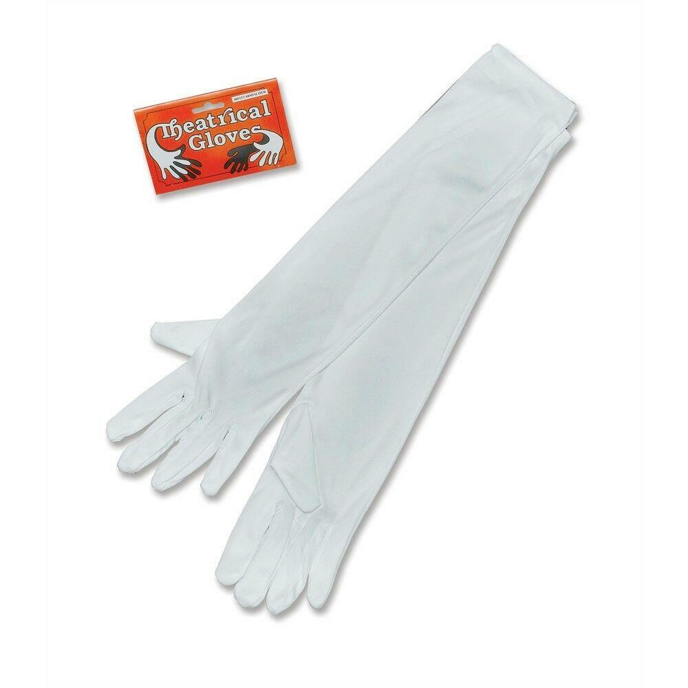 Ladies White Satin Theatrical Ballroom Opera Fancy Dress Flapper Gloves