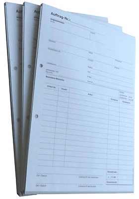 Block Auftrag / Auftragsblock, 2 - fach -Din A4 - 50 Satz gelocht - SD (22204)