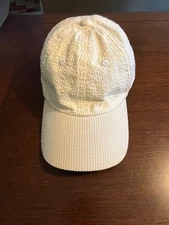 Yellow & White Striped Fahrenheit Fashion Headwear Cap Hat Adj Strap 100% Cotton