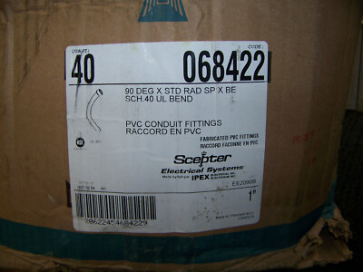 40 PCS. Ipex 90 Degrees X STD RAD SP X BE Sch.40 UL Bend PVC Conduit Fitting 1'' 