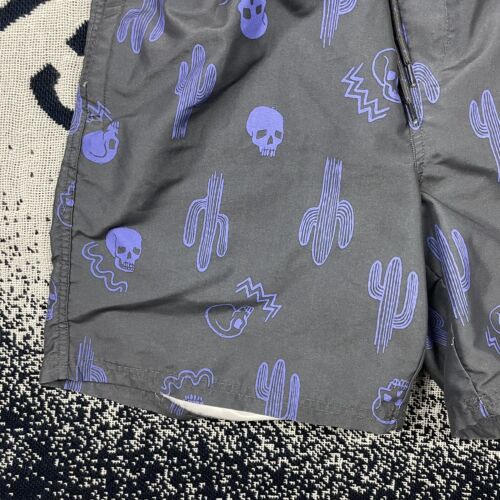 No Boundaries Swim Trunks Shorts Mens MEDIUM 32-34 Skulls Cactus Black - 第 3/10 張圖片
