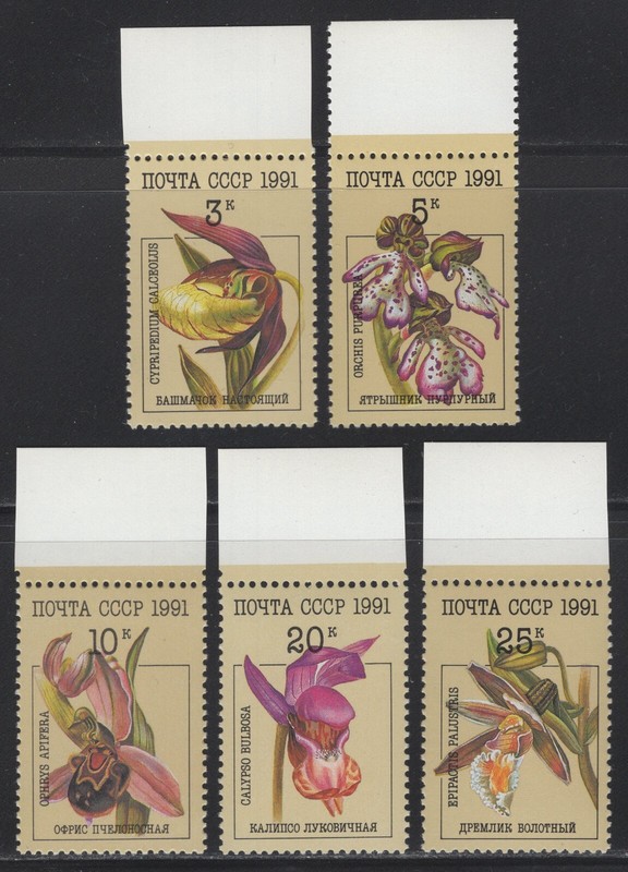 Russia 1991. Orchids. Sc # 5994-5998. MNH, VF