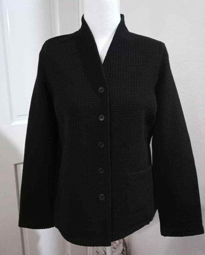 Black Waffle Knit Blazer Cardigan Size 