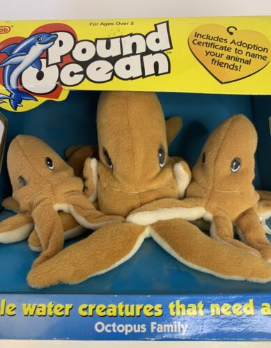 Galoob Pound puppies Ocean octopus family plush adoption RARE 30665 3 1998  NOS 47246306657 | eBay