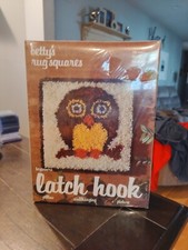 Vintage Bettys Rug Squares 701 OWL Latch Hook Rug Wallhanging Pillow Kit NEW