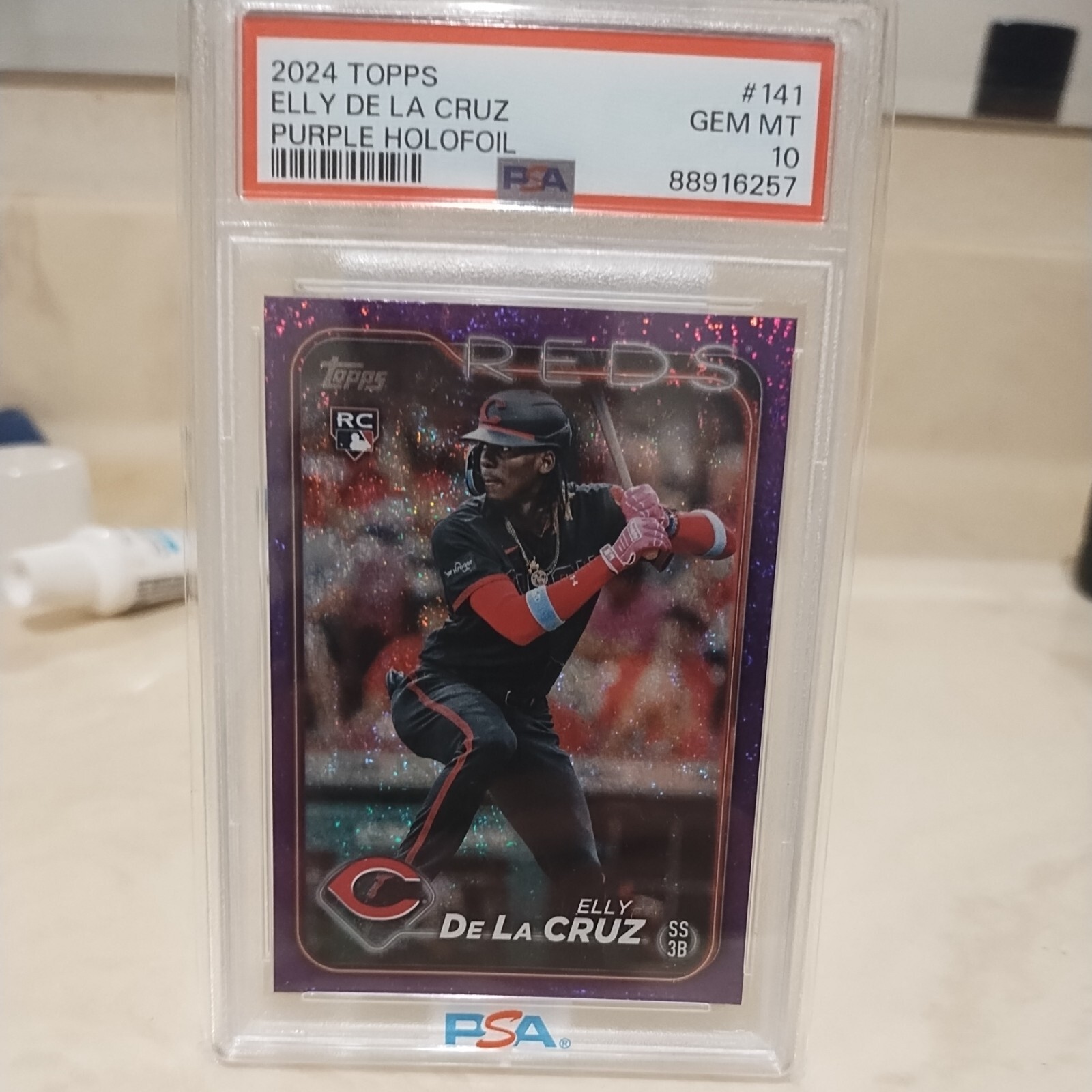 Elly De La Cruz 2024 Topps Series 1 Purple Foil /799 RC Reds #141 PSA Gem Mt 10