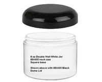8 Oz White Double Wall Jar 89/400 W/ Choice Of Caps - 12 Jars & 12 Lids 8 Oz White Double Wall Jar 89/400 W/ Choice Of Caps - 12 Jars & 12 Lids