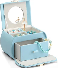 Vlando Kids Musical Jewelry Box for Girls with Drawer, Music Box with Ballerina