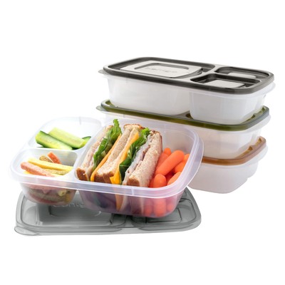 Easyboxes Original Stackable Lunch Boxes Reusable 3compartment Food Containers F