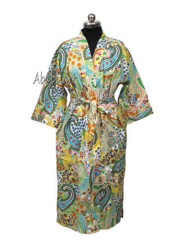Indische Blumenmuster Baumwolle Kimono Robe Ankleid Damen Nachtwäsche Einheitsgröße Bademantel - Bild 4 von 140