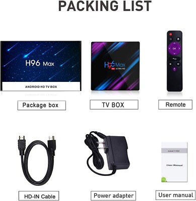 H96 Max Quad-Core 4G DDR3 32G ROM Dual WiFi 60Hz H.265 HDR10 Ultra HD 100M Ether