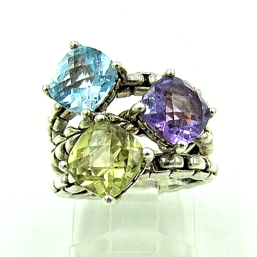 JAI John Hardy Multi Stone Sterling Ring - Size 5 - Hallmarked - Bild 2 von 6