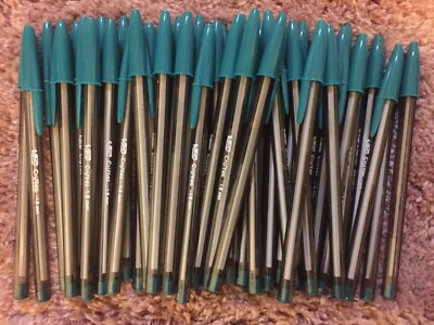 Lot of 50 GREEN Bic Cristal Ballpoint Pens 1.6mm, Xtra-Bold