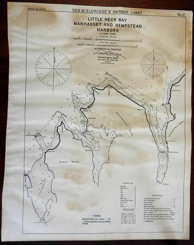 Manhasset Harbor Hempstead Little Neck Bay New York 1901 Eldridge map chart - Picture 2 of 5