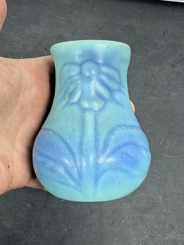 Vintage Van Briggle Ming Turquoise Pottery Bud Vase Single Flower Bulbous 1950’s - Picture 2 of 9