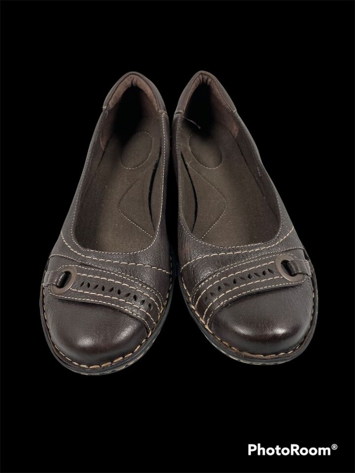 🔥 Clarks • Bendables Dutchess Women Brown Leather Ballet Flat Shoes ...