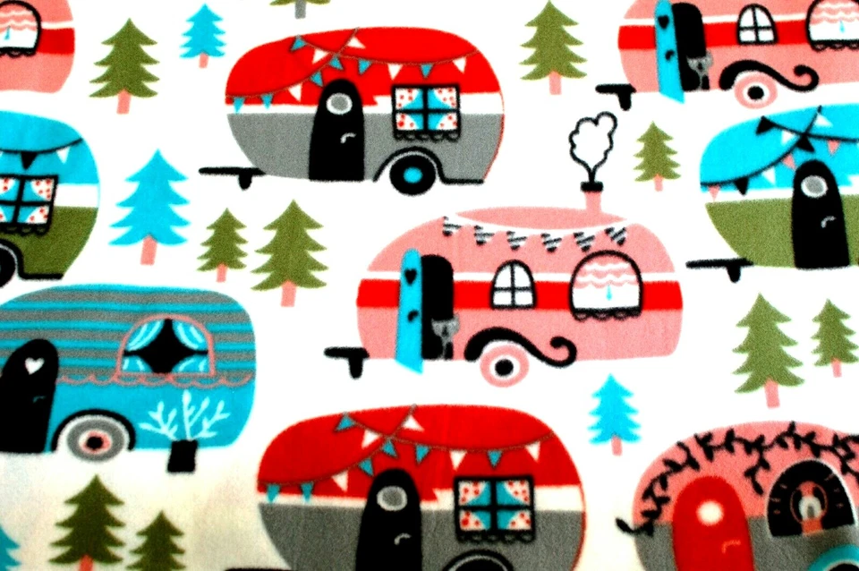 POR*NUEVO*5 REMOLQUES DE CAMPING GLAMPER GRANDES SOBRE MATERIAL POLAR BLANCO 1 YARDA 60X36" Foto 4 de 4