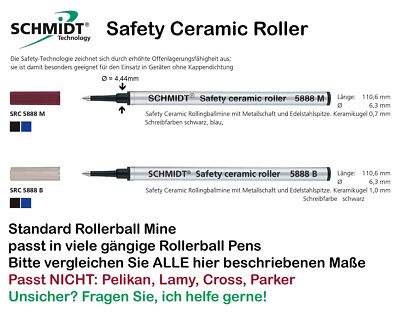 SCHMIDT SRC 5888 Safety Ceramic Roller Standard Metall Rollerballmine 1 bis 10st