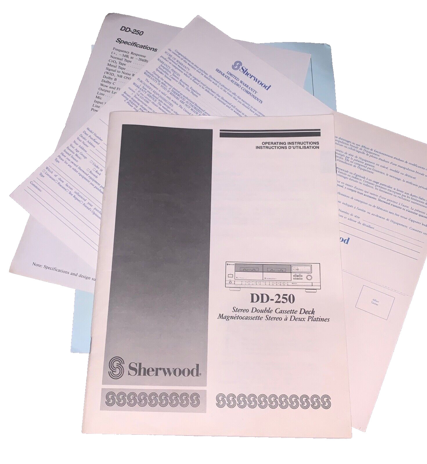 Sherwood Cassette Deck Instruction Manual DD-250