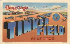 1944 Tinker Field Oklahoma Large Letters multi View Teich Postcard 25-791