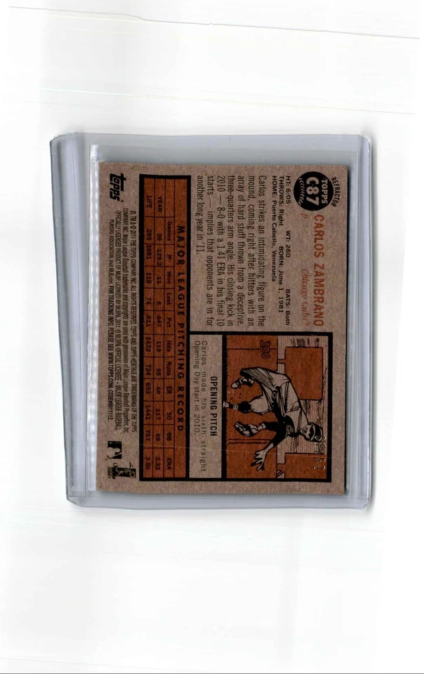 Topps Heritage 2011 cromo negro refractor Carlos Zambrano 61/62 Chicago Cubs Foto 2 de 2