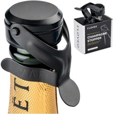 WAF Black Champagne Stopper - Patented Seal for Sparkling Wine Preservation