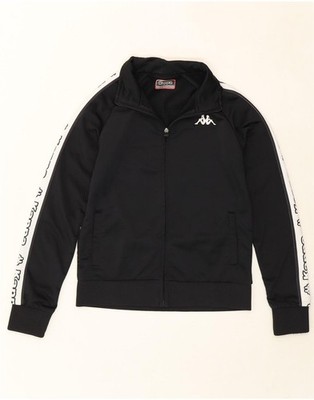 KAPPA Womens Graphic Tracksuit Top Jacket UK 10 Small Black Polyester AW07