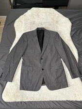 Hugo Boss Mens Gray Wool Sport Blazer Jacket Size 42L 2 Button