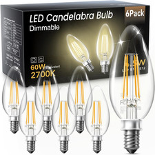 LED Candelabra Bulbs Dimmable, 60W Equivalent Chandelier Light Bulb, E12 Small B