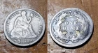 1874 Liberty Seated Dime w/ Arrows * Damage on Obv * Glue on Rev