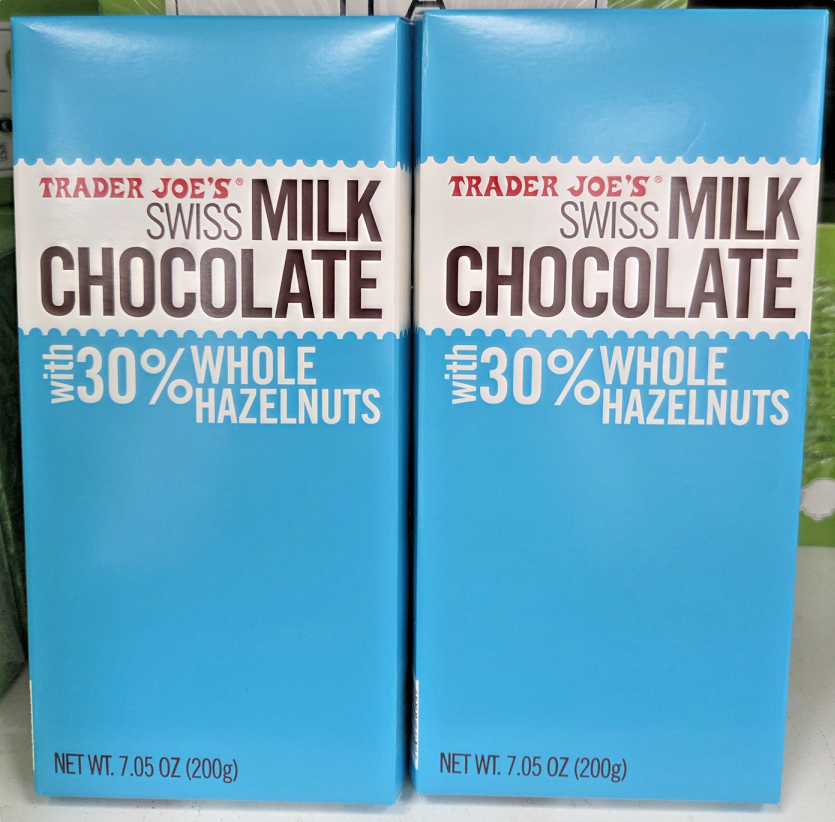 Trader Joe's Swiss Milk Chocolate with 30% Whole Hazelnuts 7oz