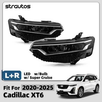 For 2020-2025 Cadillac XT6 LED Projector Headlight W/Super Cruise &Bulb L+R Pair