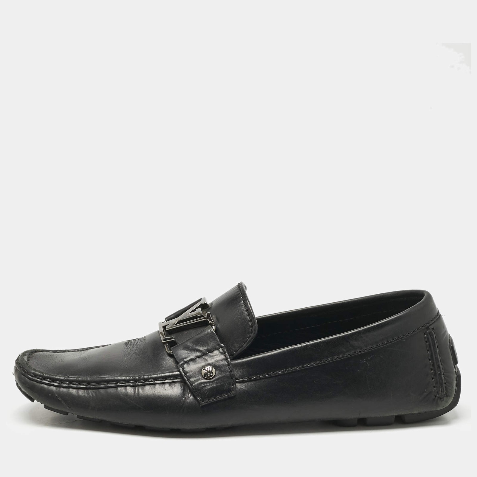 Louis Vuitton Black Leather Monte Carlo Loafers Size 415