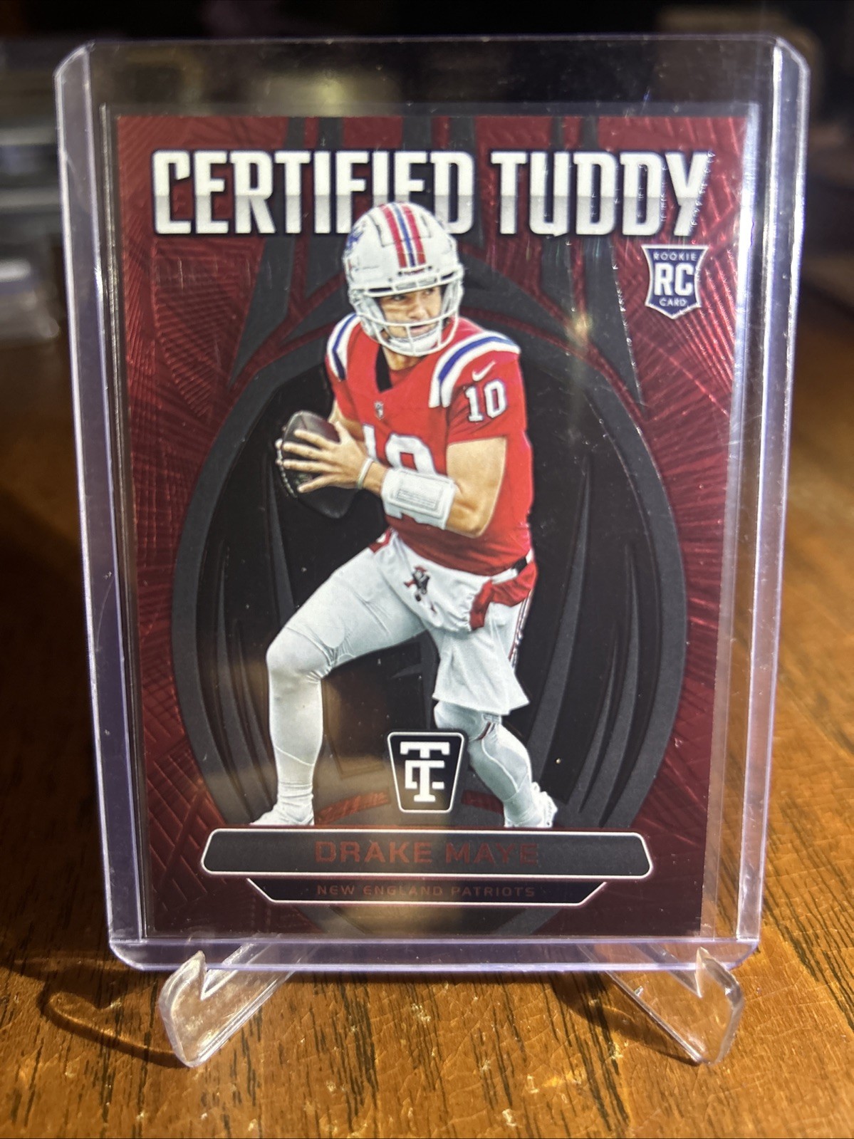 Drake Maye Panini Totally Certified Certified Tuddy #3 Mirror Red