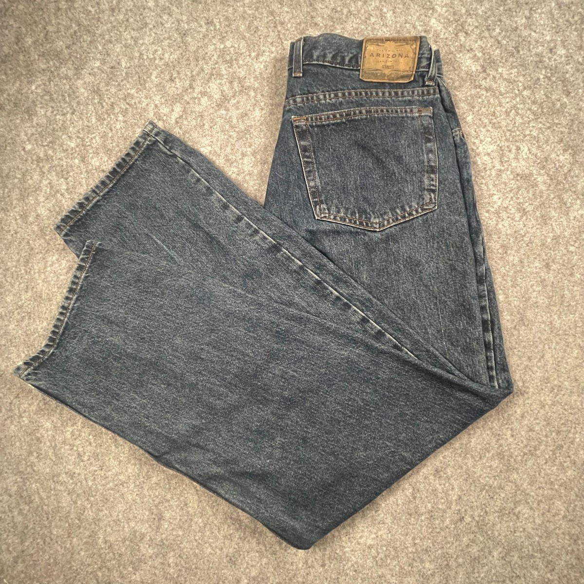 Men's 34x32 Arizona Jean Co Loose Fit Straight Leg Blue Jeans Dark