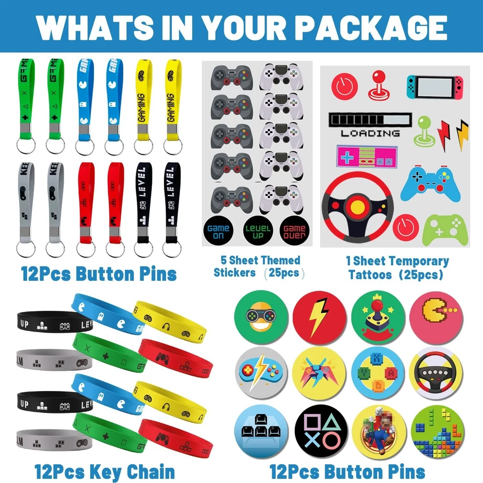 Предпочтения для детских вечеринок с видеоиграми — брелоки, браслеты, булавки, тату-наклейки - Изображение 2 из 4