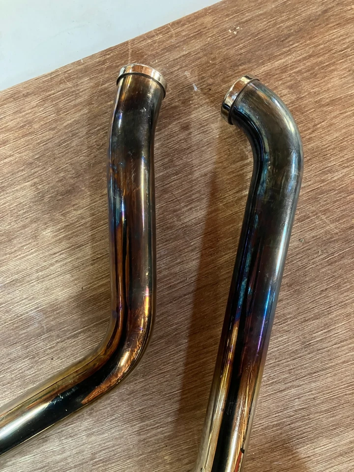 harley davidson 883 1200 sportster chrome slash cut drag pipes - Image 2 of 4