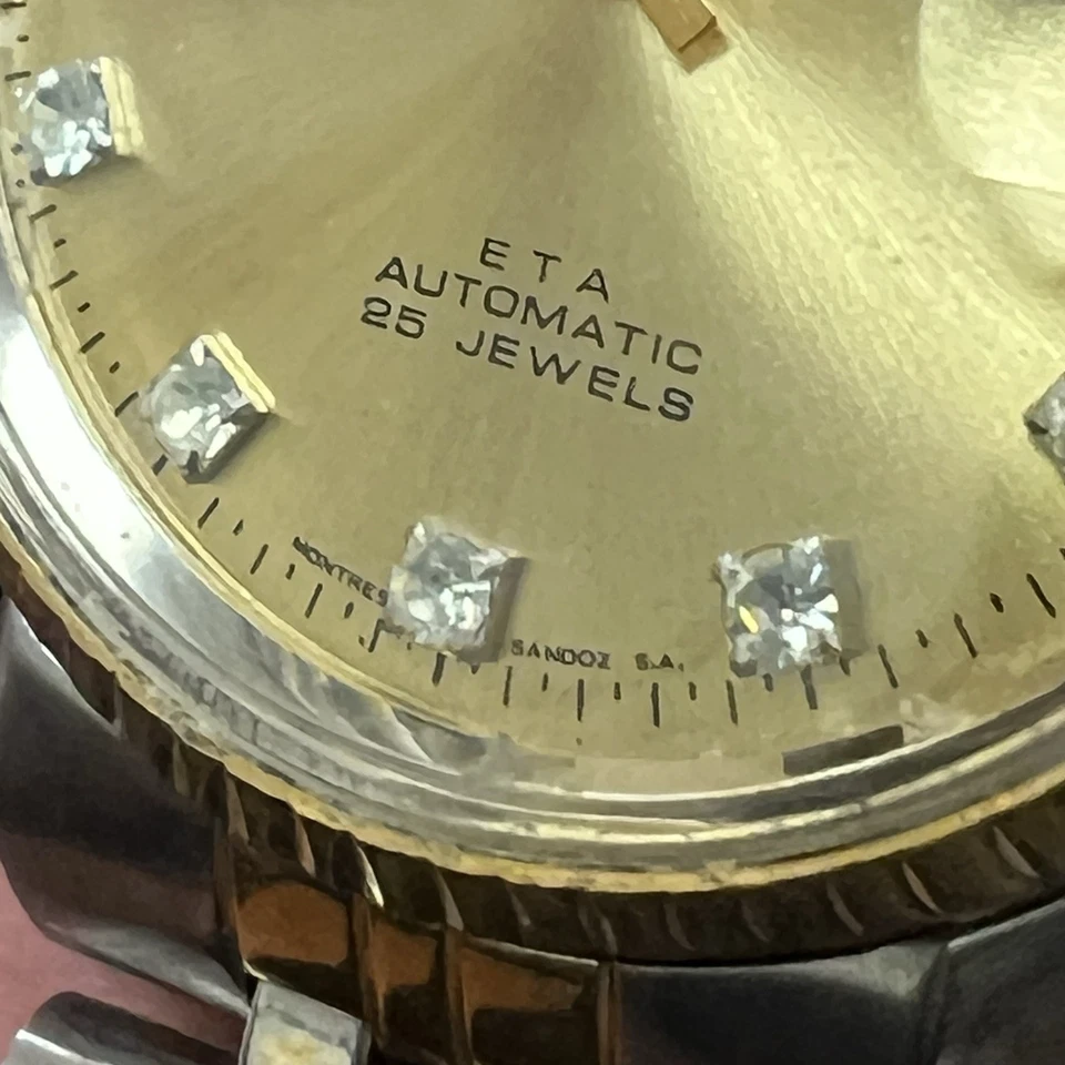 Vintage Sandoz ETA Automatic Diamond Indices Date 25 Jewels Men’s Swiss Watch - Image 3 of 4