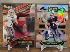 2023 Panini Select SILVER PRIZM Die-Cut Bijan Robinson #4 Rookie + Numbers RC #7