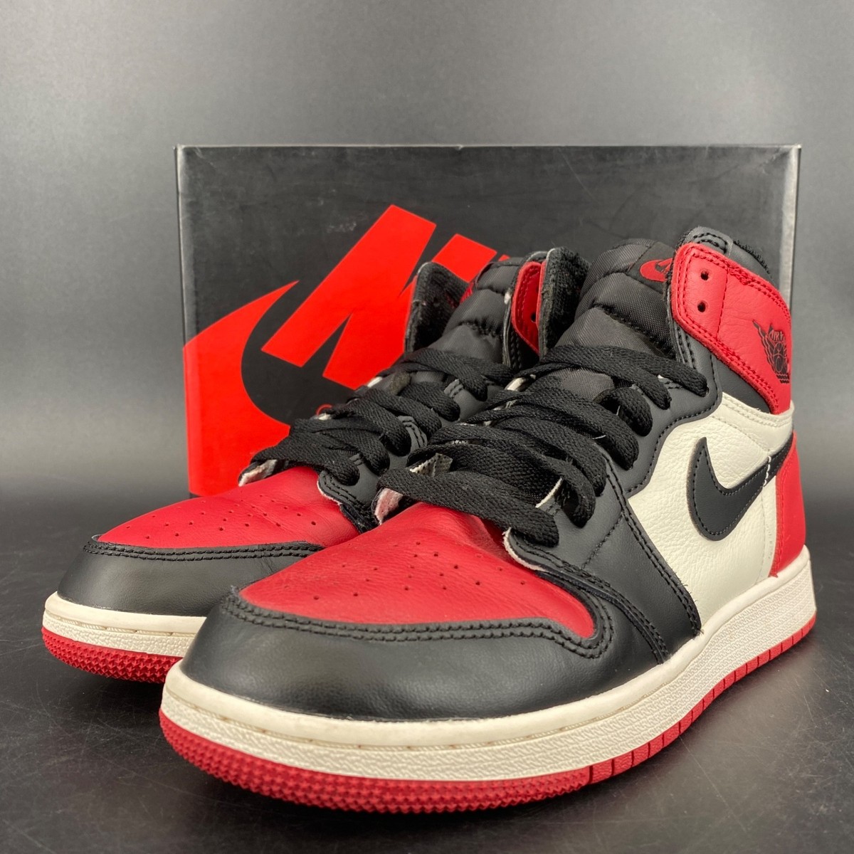 Nike Air Jordan GS Bred Toe 2018 Kids Size 7Y 575441-610 Red