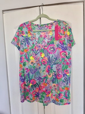 NWT Lilly Pulitzer Etta V-Neck Multi Me And My  Zesty Top Size XL tshirt