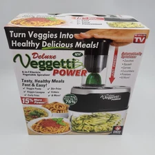 Deluxe Veggetti Power Vegetable Spiralizer Electric 6-in-1 Large 2 Qt Open Box