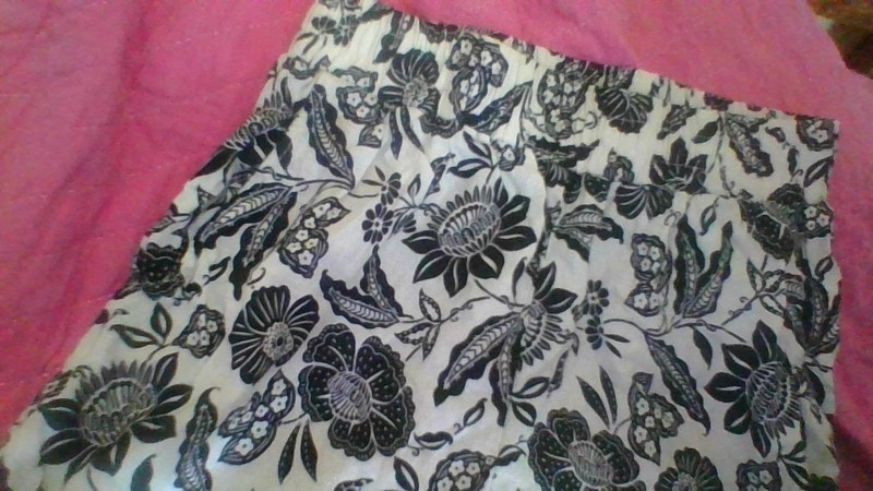 Christian Siriano Wide Leg Linen Elastic Pants Black/Wht Floral Size S 25x25 EUC