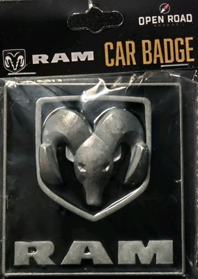 DODGE RAM CAT BADGE ''RAM TOUGH'' 2 1/4 LEFT RIGHT. 2 1/2 TOP BOTTOM (METAL) 