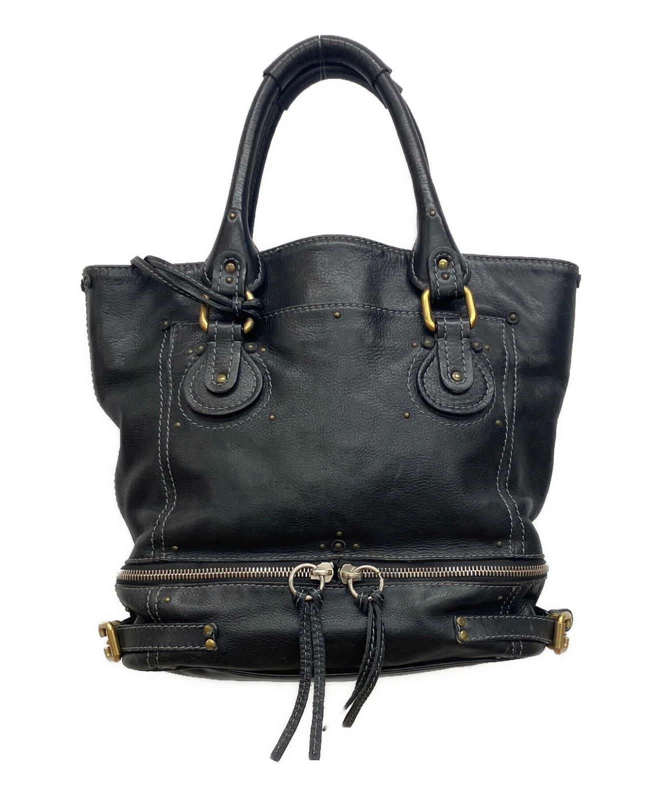 Chloe — Chloe Paddington Zip Leather Shopping Tote Black Tote Bag #TFB3874