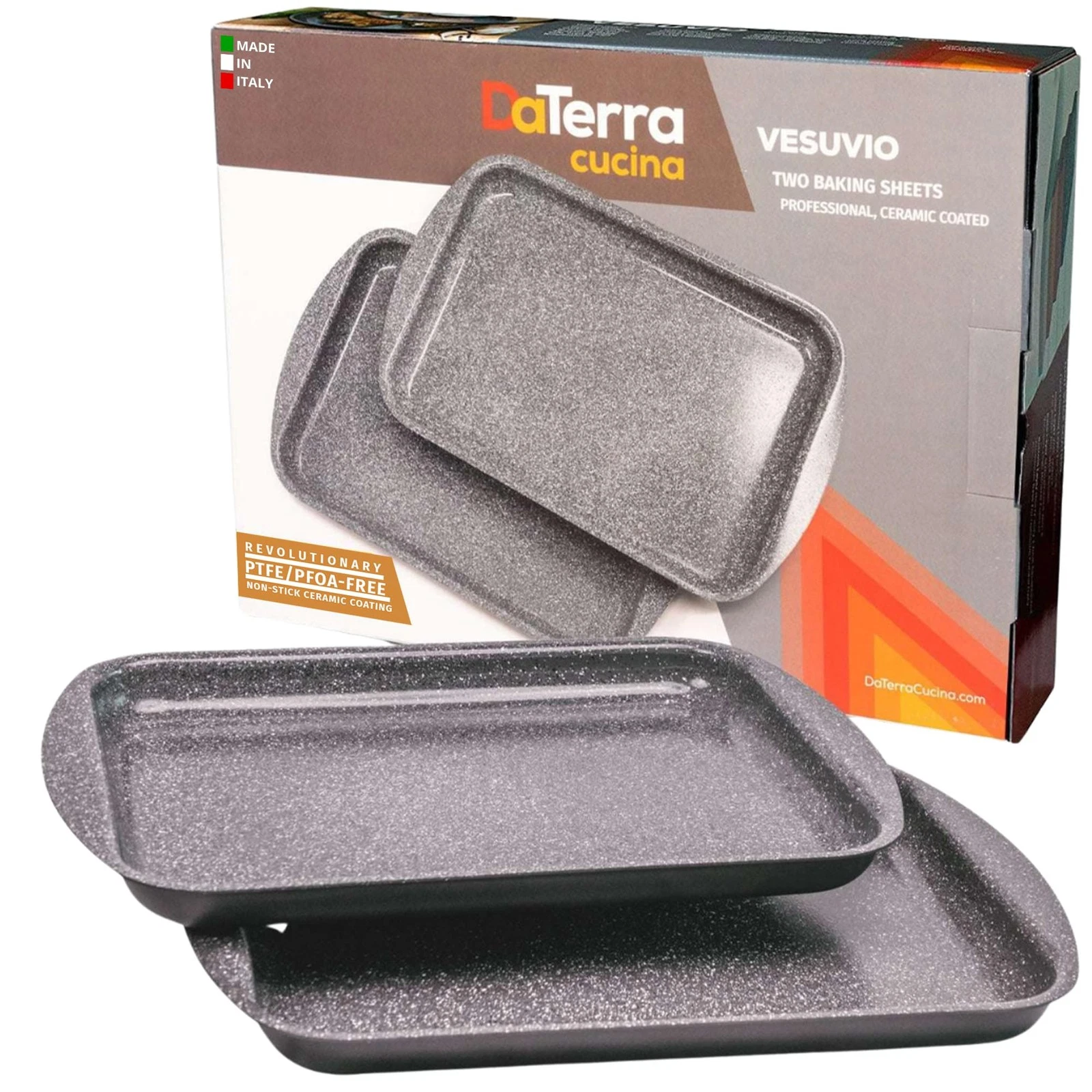 DaTerra Cucina - Nonstick Ceramic Coated Baking 16.1 x 11.7 x 1 inches, Gray