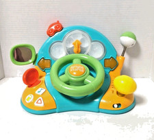 Driver Toy Steering Wheel w/ Car Sounds Bright Starts Lights Colors-WORKS