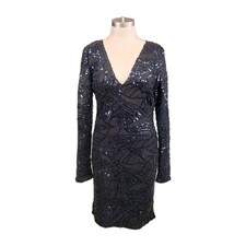 Fashion Nova Blue Bodycon Zip Sequin Club Party Holiday Sexy Wedding Bridesmaid